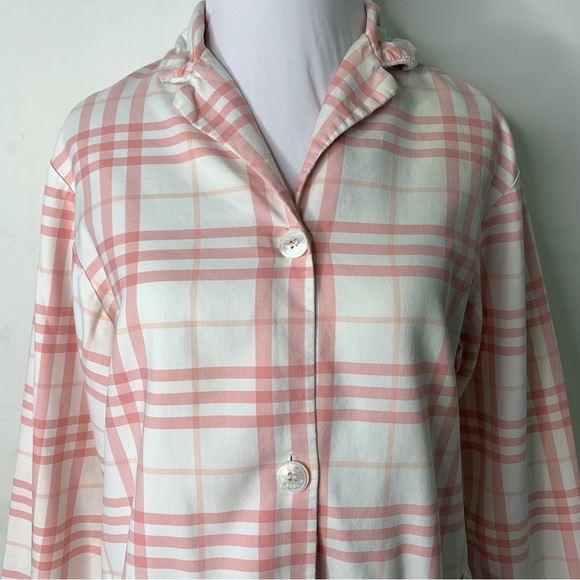 Burberry Women's Pink/White Nova Check Button Down Pajama Shirt Size Small - Picture 2 of 16